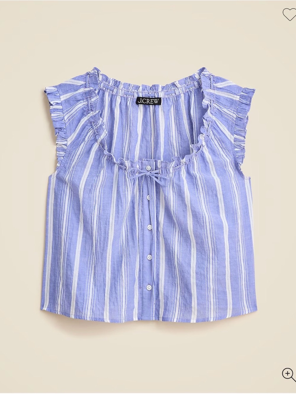 J. Crew Lavender and White Striped Ruffle Tie-Front Blouse
